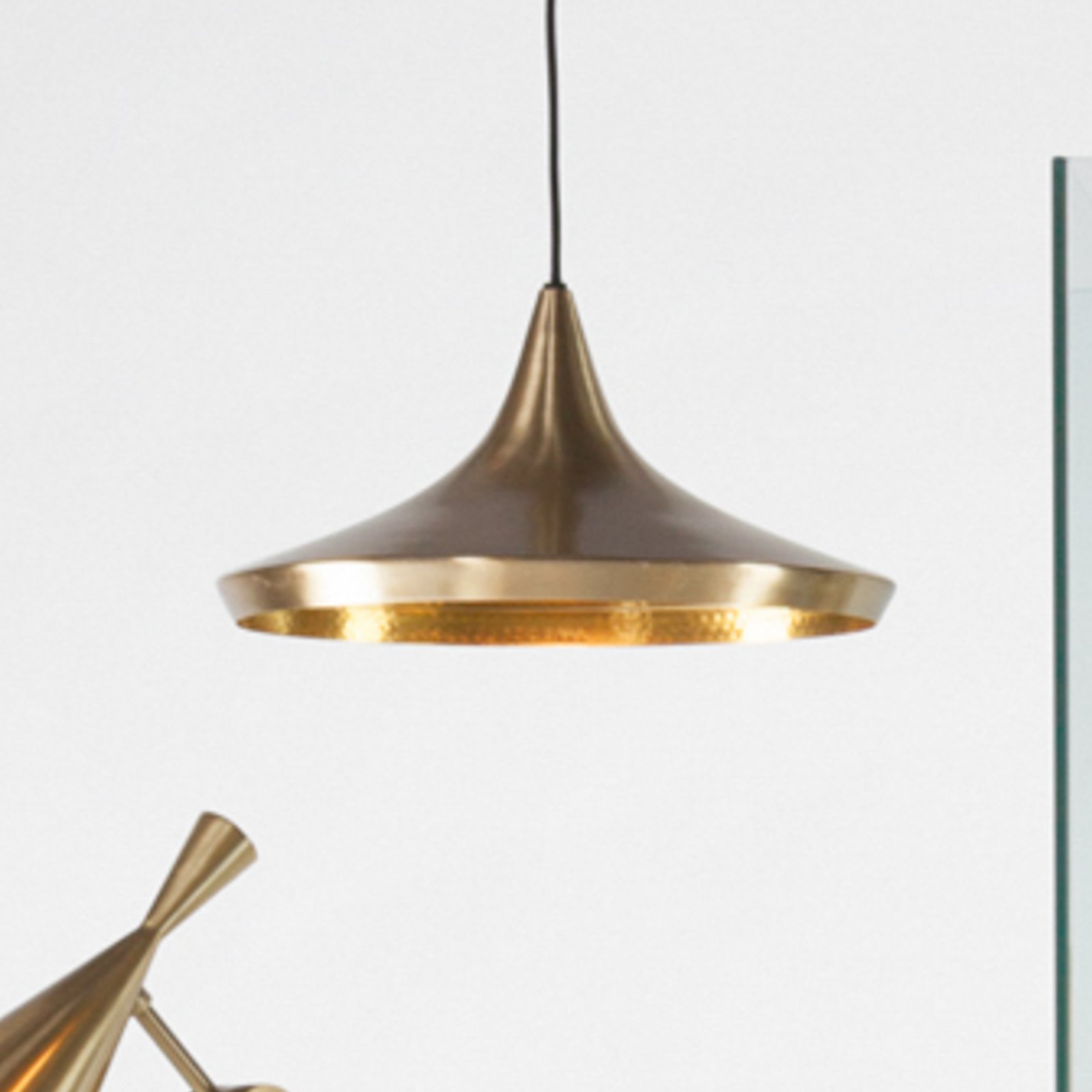 Tom Dixon LED hanging light Beat Wide, brass-coloured, Ø 36 cm