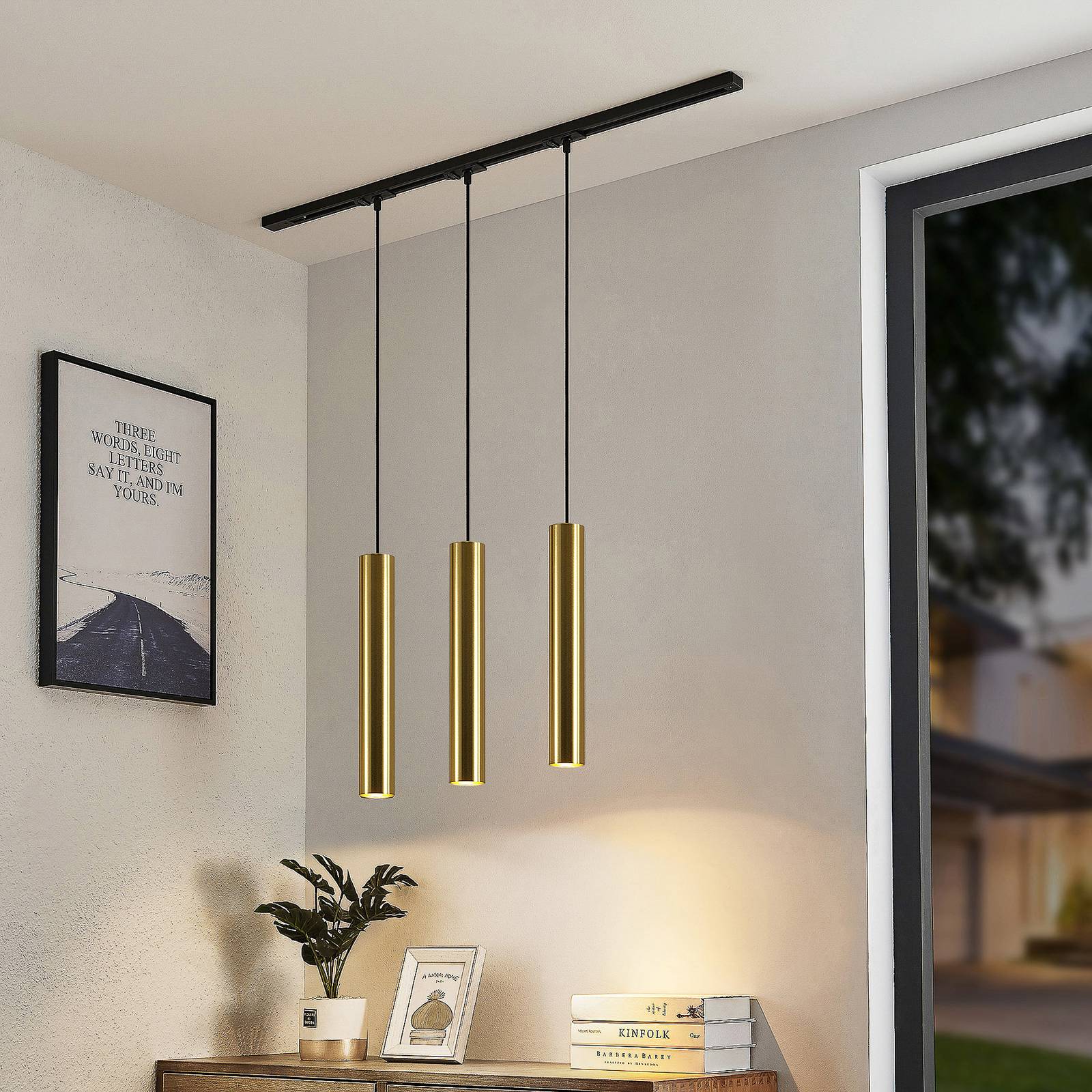 Lindby système de lampes sur rail Linaro suspension à 3 lampes or