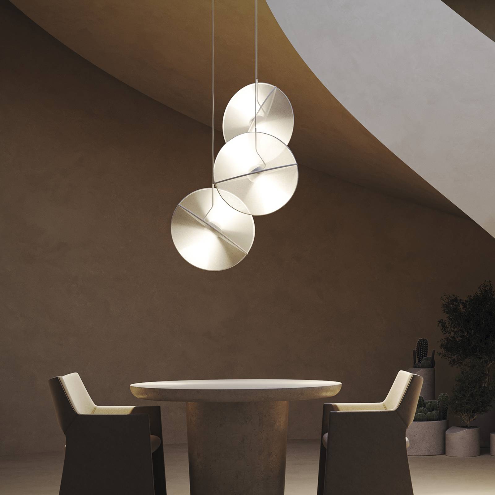 Photos - Chandelier / Lamp Maytoni Reflex LED pendant light, fabric shades, 3-bulb. 
