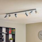 Spot pour plafond Round gris, six lampes linéaire