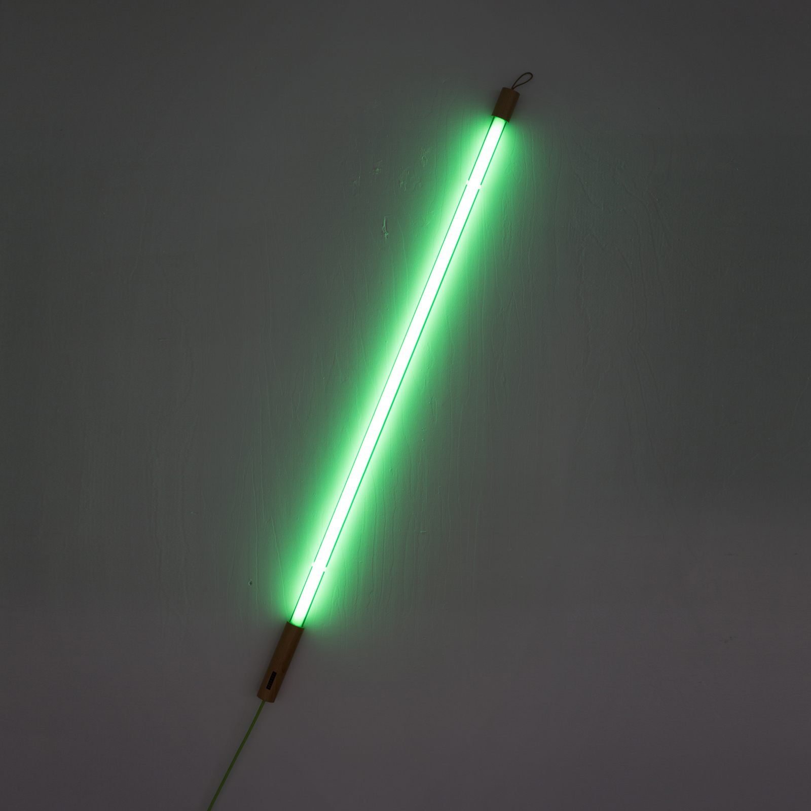 LED vloerlamp Linea met hout, groen