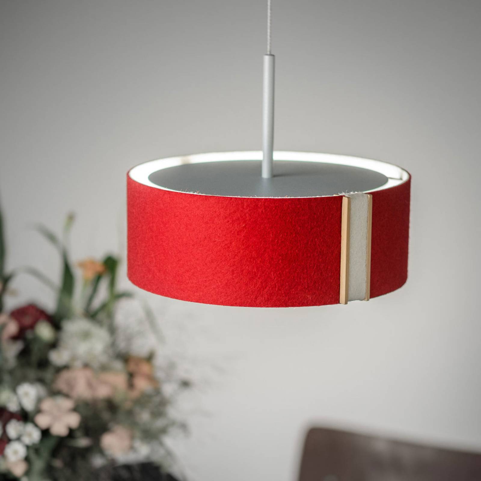 Lampa wisząca LED LARAfelt S Ø20cm czerwony/wełniany biały