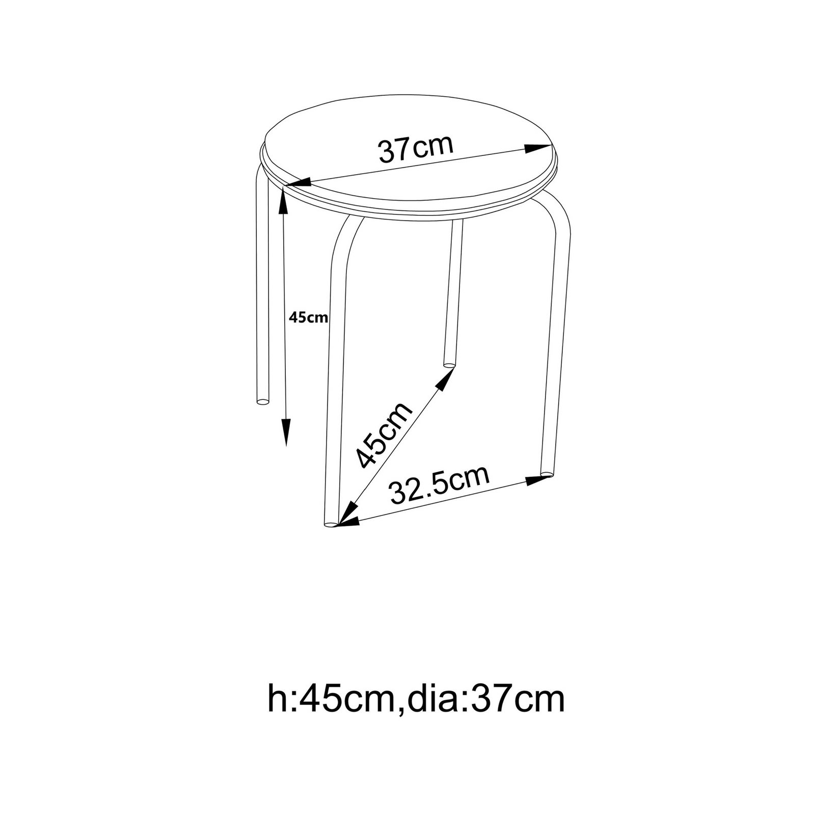 HDPova stool, black, height 45 cm - House Doctor
