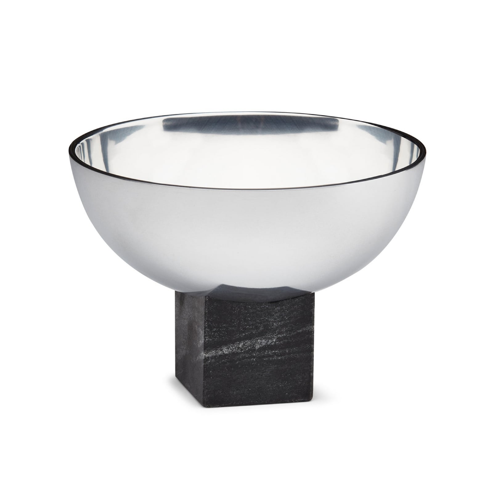 Cuenco Sapoto, negro/plateado, Ø 14 cm, aluminio, mármol - GEJST