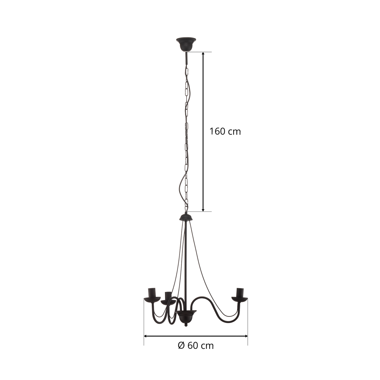 Malbo 3-bulb chandelier in black