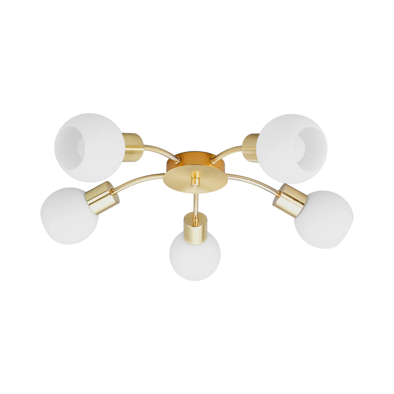 Lindby plafonnier Elaina, Ø54cm, 5 lampes, laiton, verre, E14