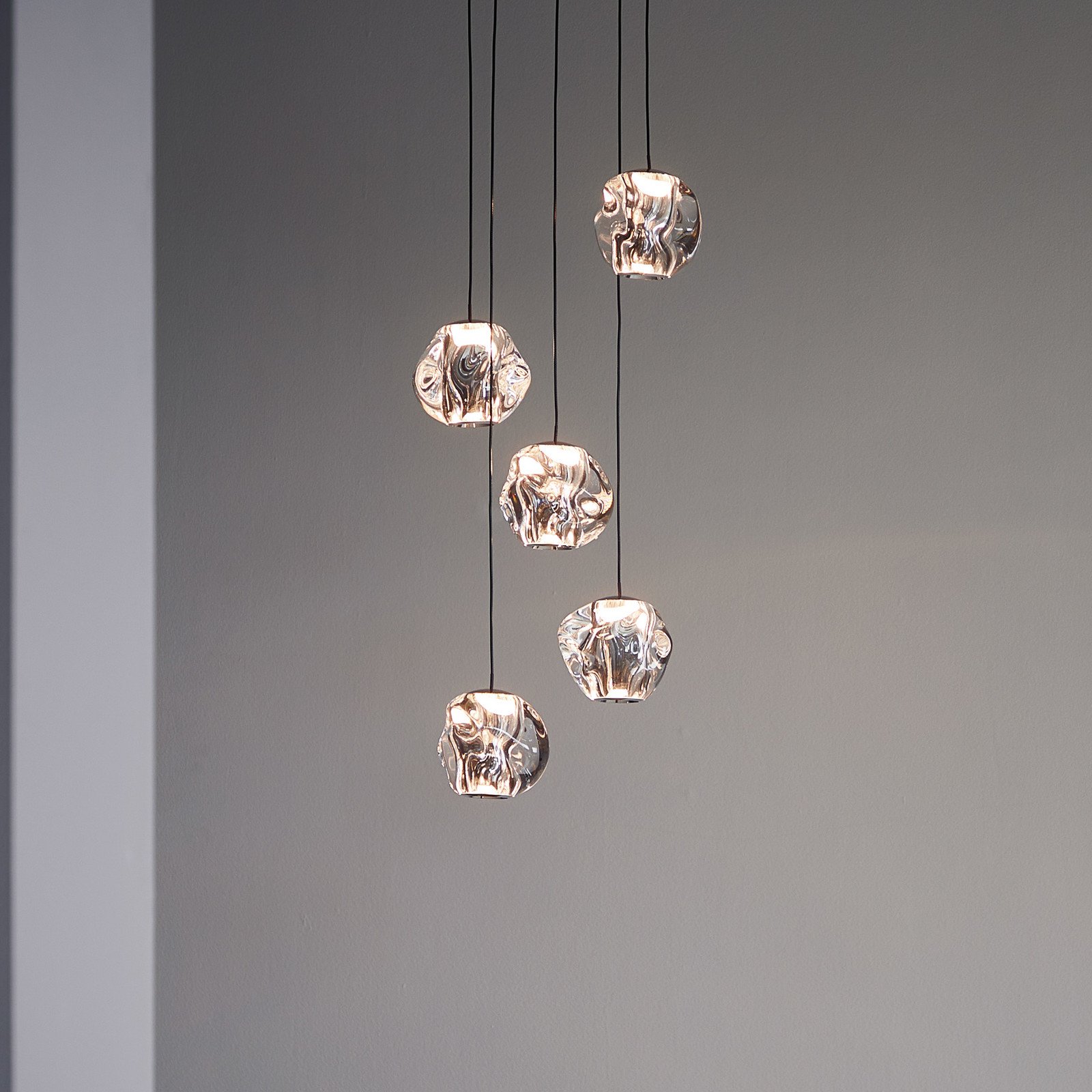 LOOM DESIGN Lampă suspendată LED Ice Ball crom/limpede 5 becuri - Camera de zi / sufragerie - modern - crom transparent - Metal