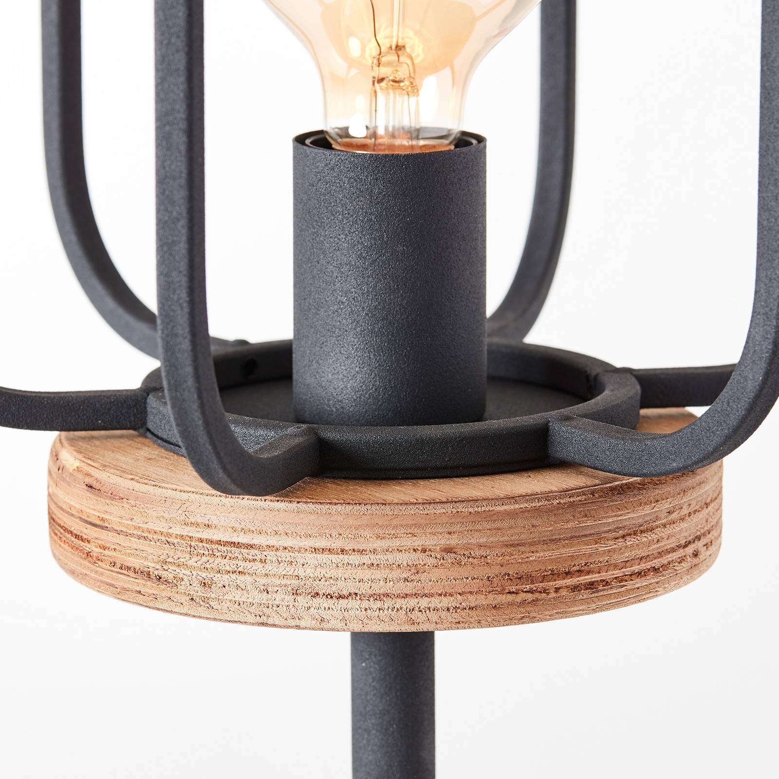 Lampa stojąca Tosh z drewnianym detalem