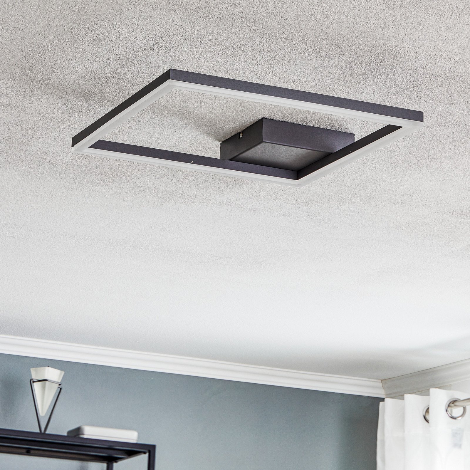 Fabas Luce Plafonieră LED Bard 42x42 cm antracit - Camera de zi / sufragerie - modern - antracit alb mat - Metal