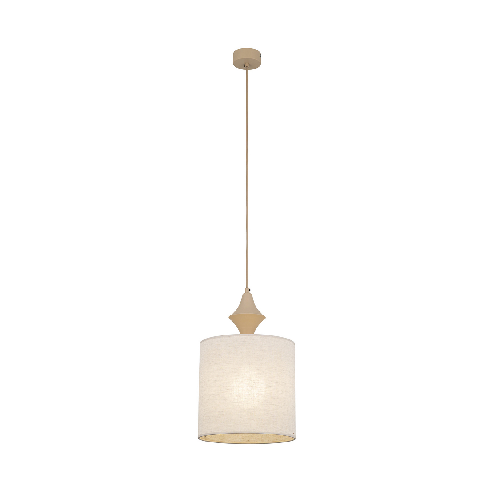 Hänglampa Amura, beige/sand, tyg, Ø 25 cm, E27
