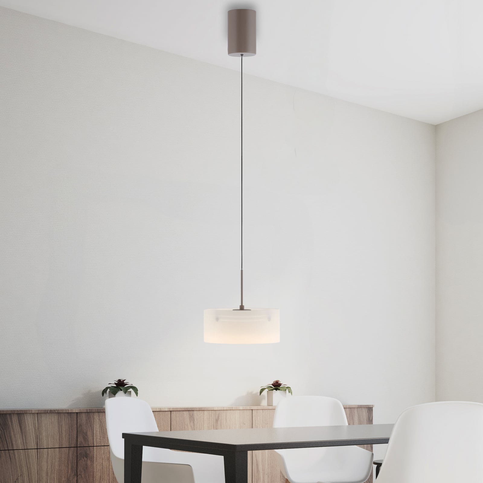 LED pakabinamas šviestuvas „MARIKA“, smėlio spalvos/baltas, skersmuo 20 cm,