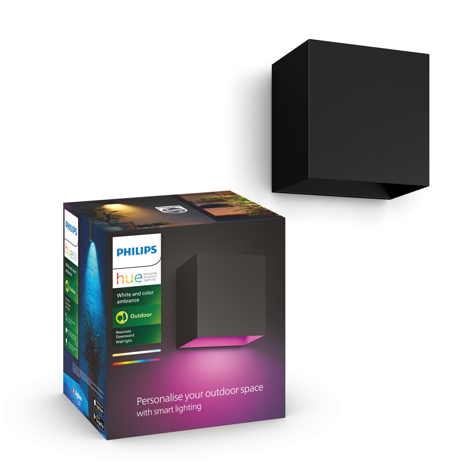 Resonate Hue Candeeiro de Parede Exterior White&Color Amb. Black - Philips Hue