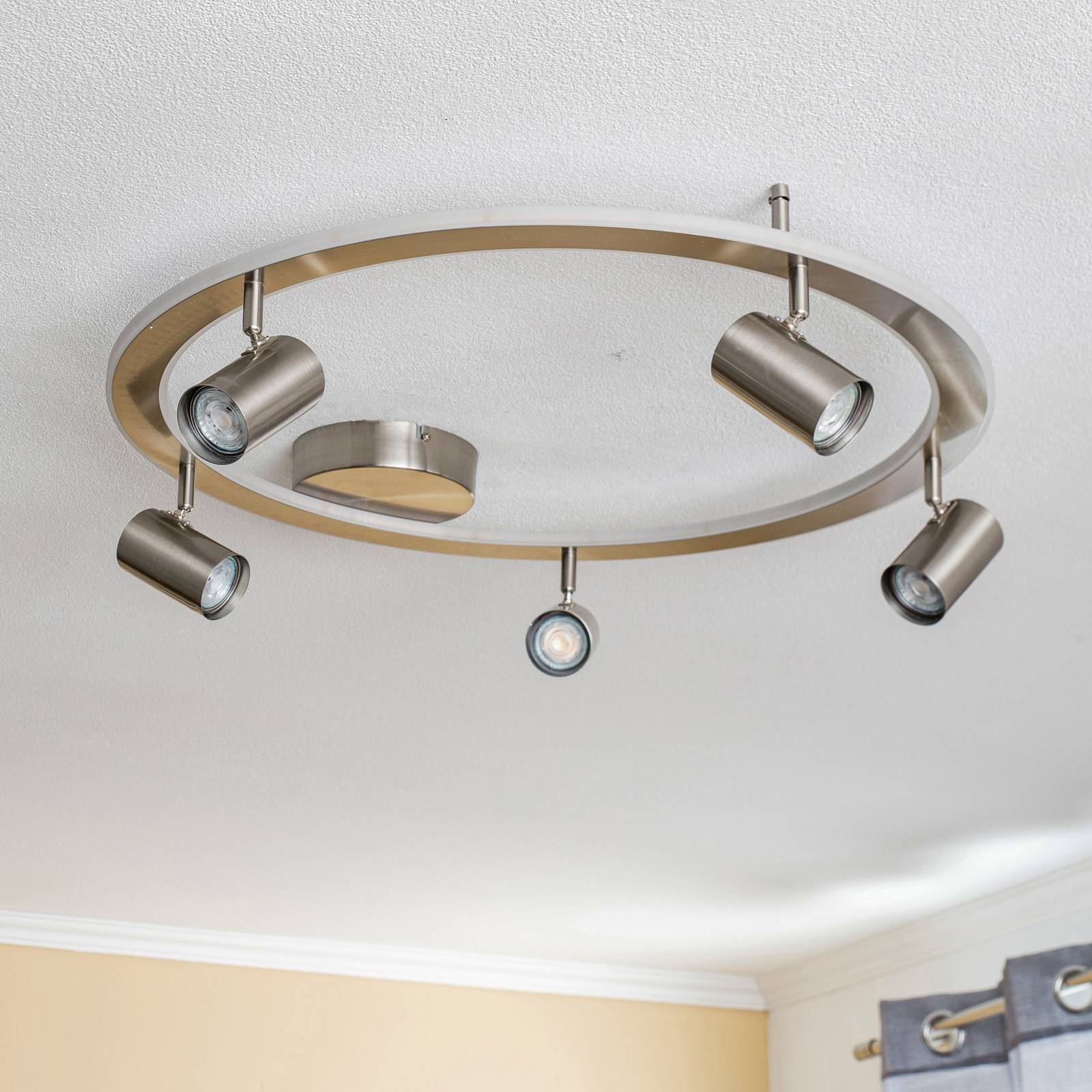 Lindby Berisha LED ceiling lamp 6-bulb, nickel