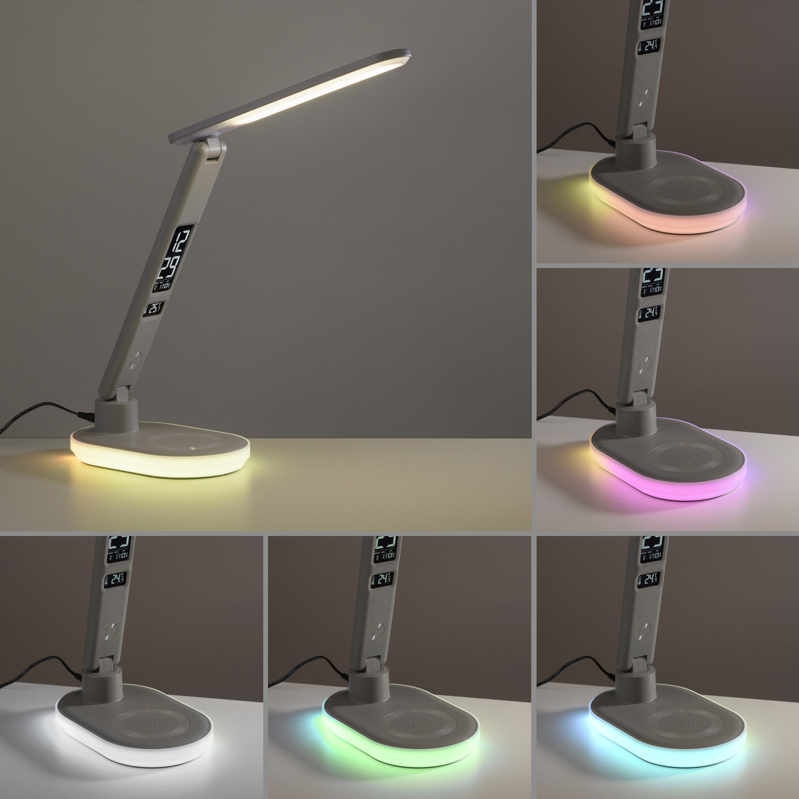 JUST LIGHT. LED настолна лампа Tina, ABS, CCT, RGB, бяла