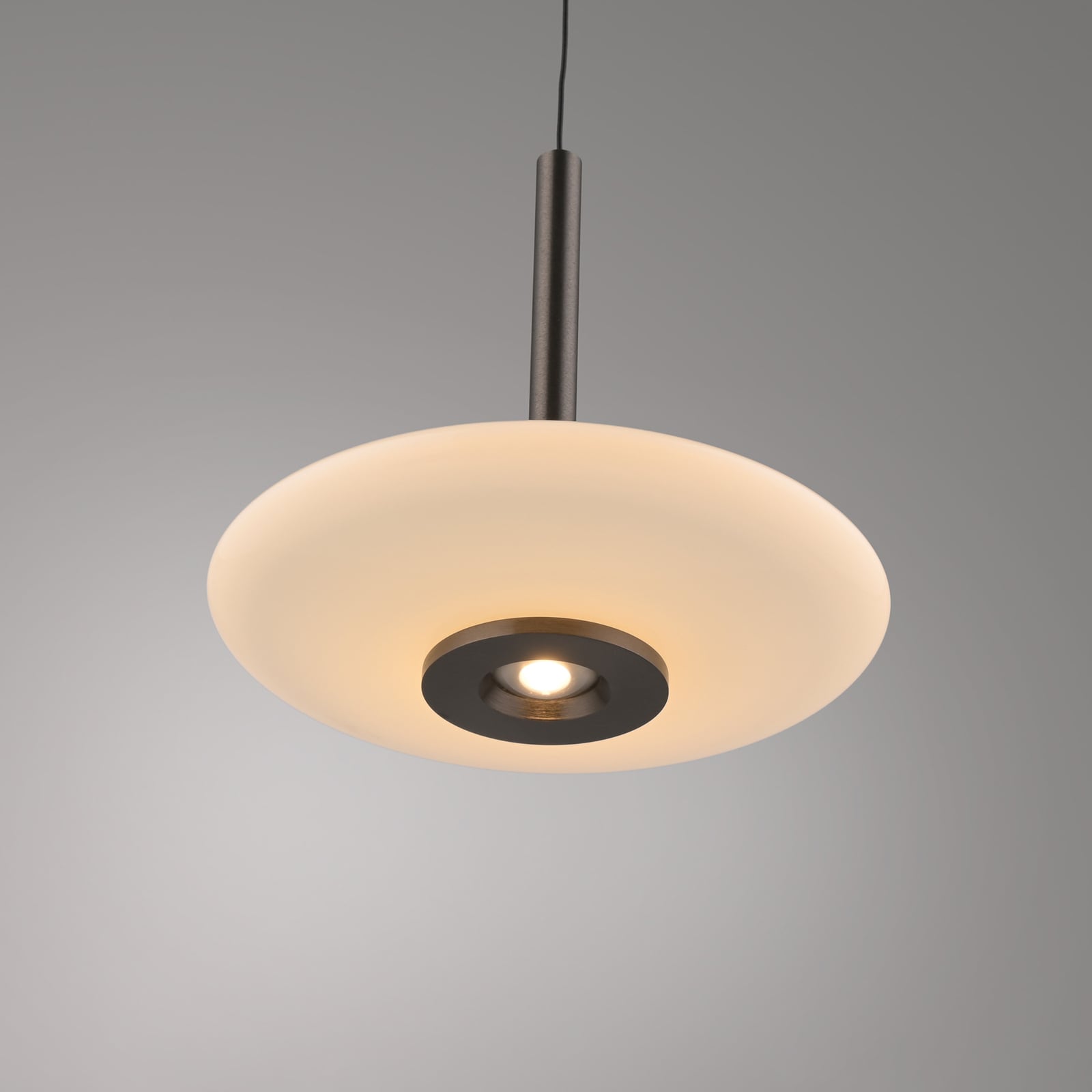 Suspension LED Vitrum, marron/opale, verre/aluminium, à 3 lampes - PURE