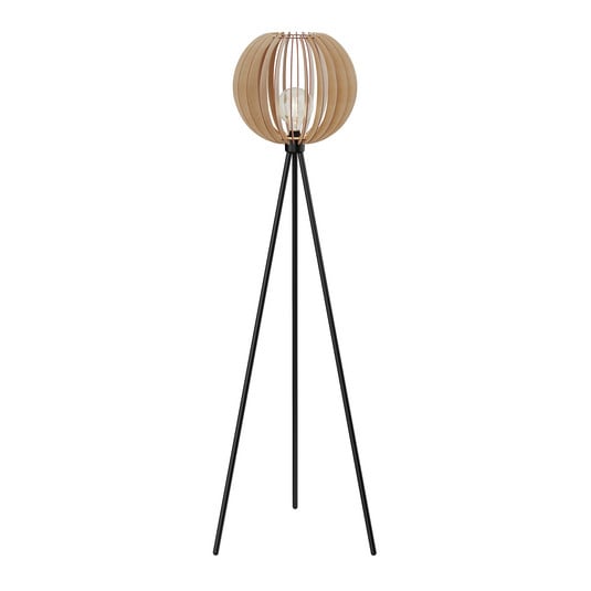 Lampa stojąca Clay czarna/drewniana – Envostar