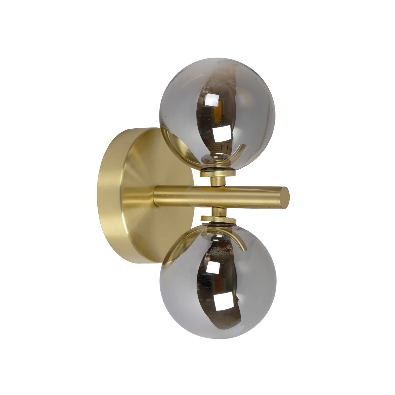 Wandleuchte Tycho, zweiflammig, gold/rauchgrau