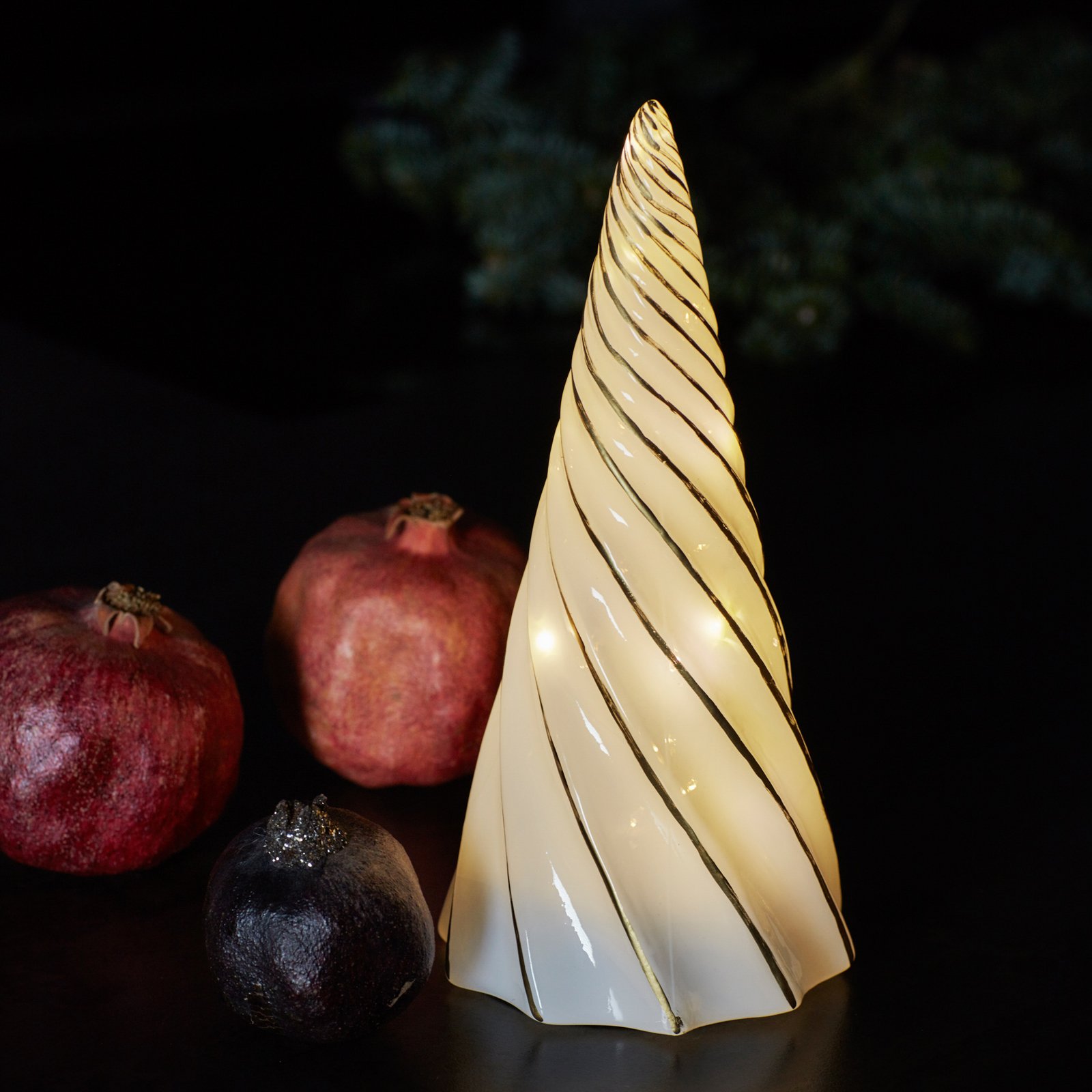 LED-Dekofigur Vilma, weiß/gold, Höhe 24 cm, Glas, Batterie LED-Dekofigur Vilma, weiß/gold, Höhe 24 cm, Glas, Batterie