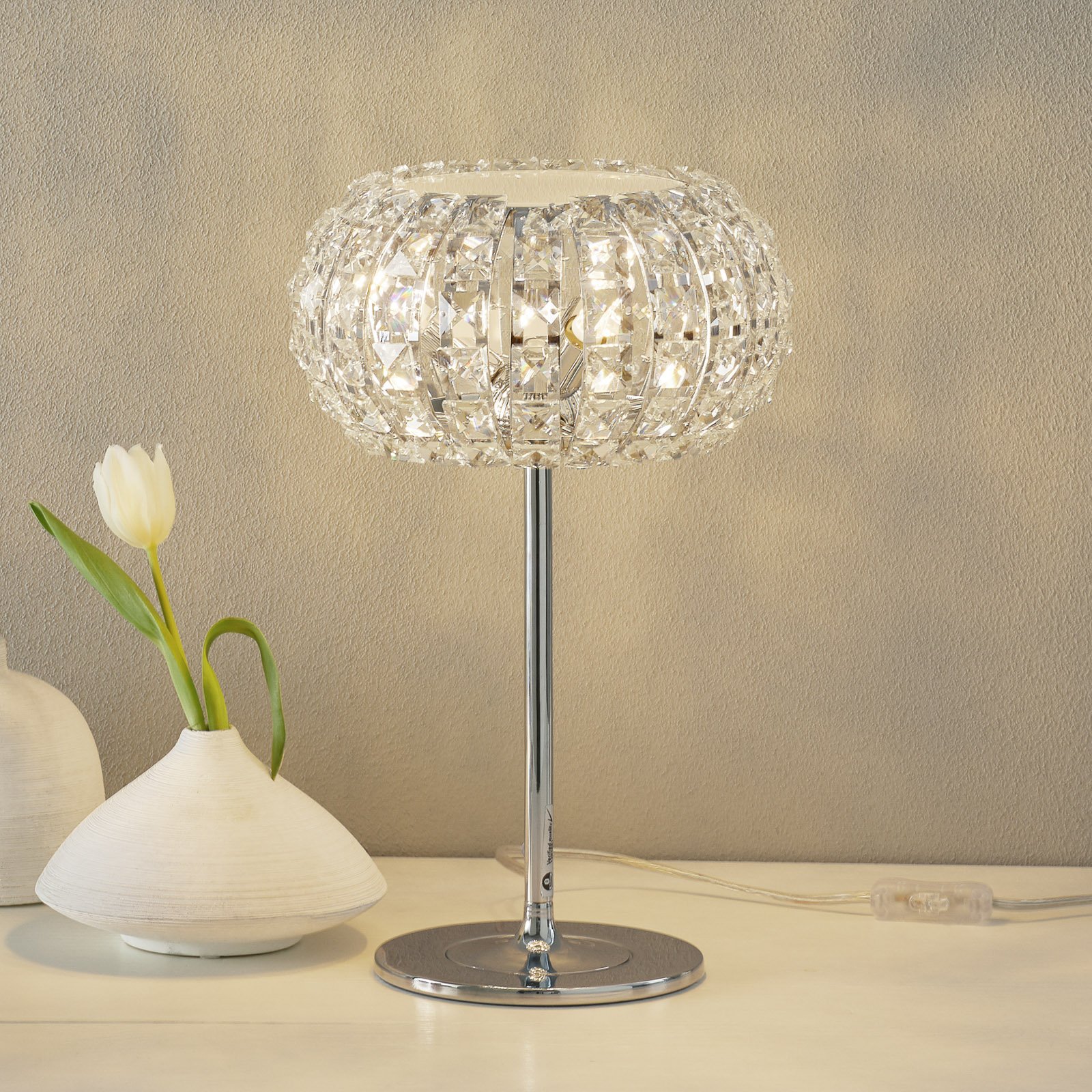 Table lamp DIAMOND with crystals, 24 cm