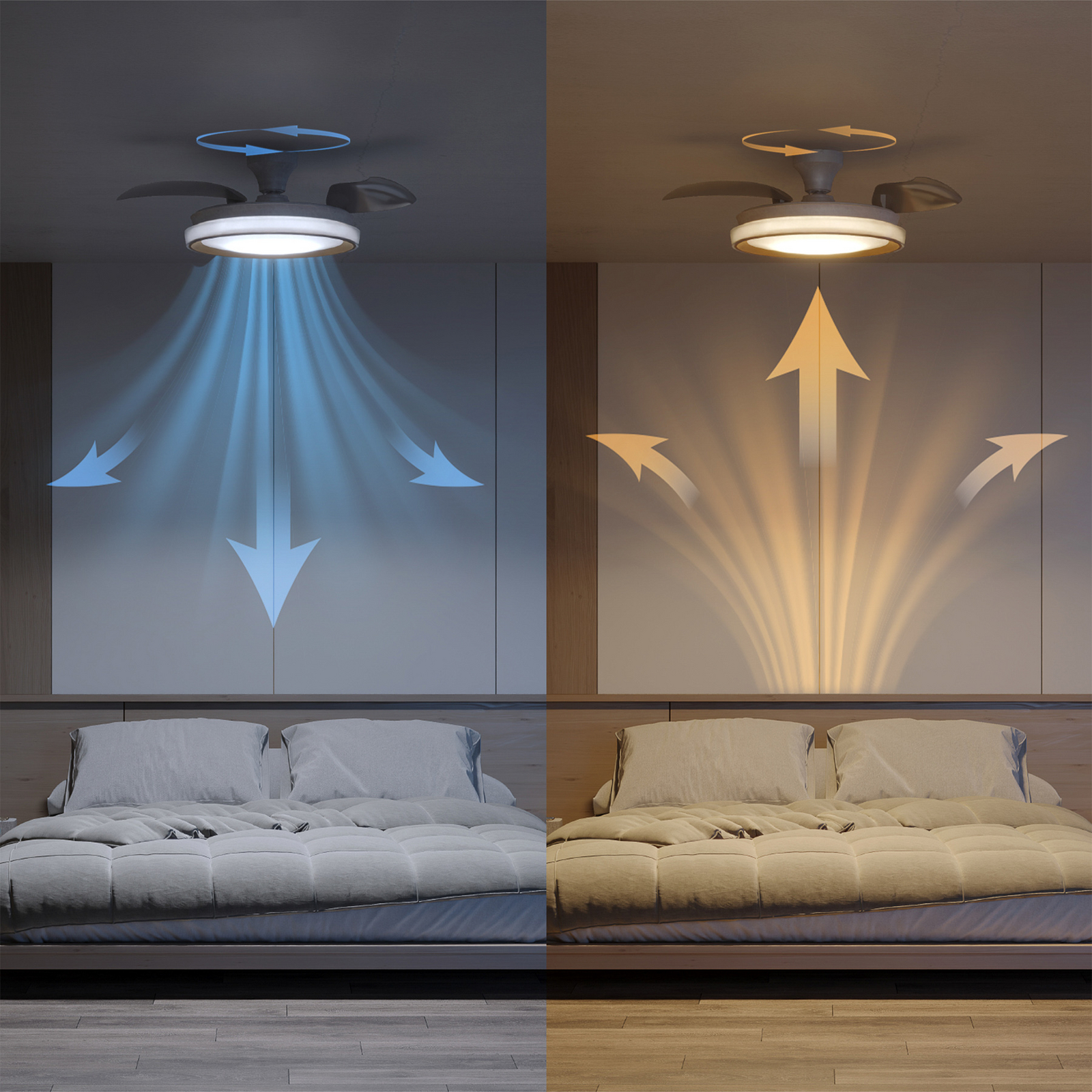 Wentylator sufitowy LED Philips Bliss, złoto-biały, cichy, CCT