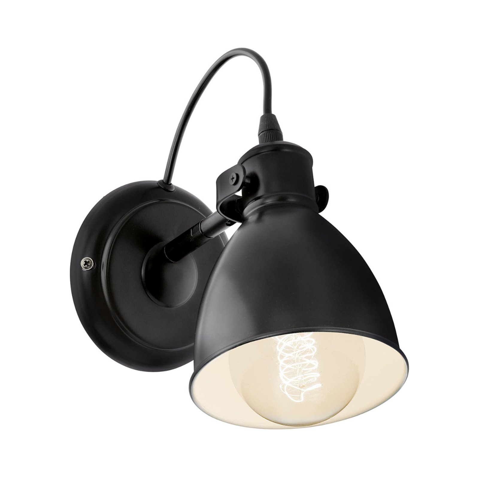 Vintage-wandlamp Priddy, zwart
