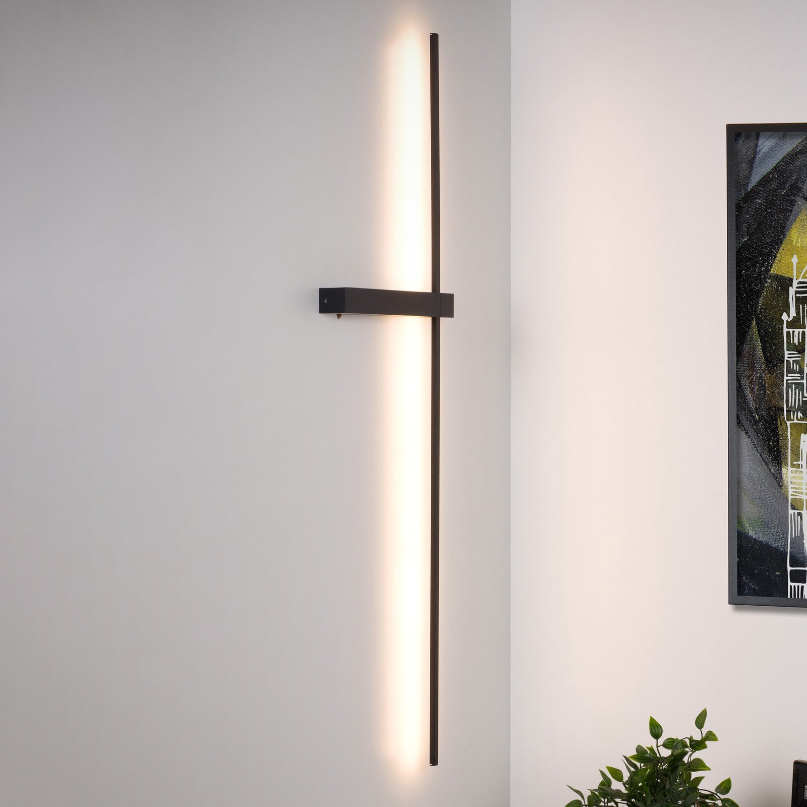 Applique murale LED Segin, hauteur 90 cm, 10W, noir, aluminium