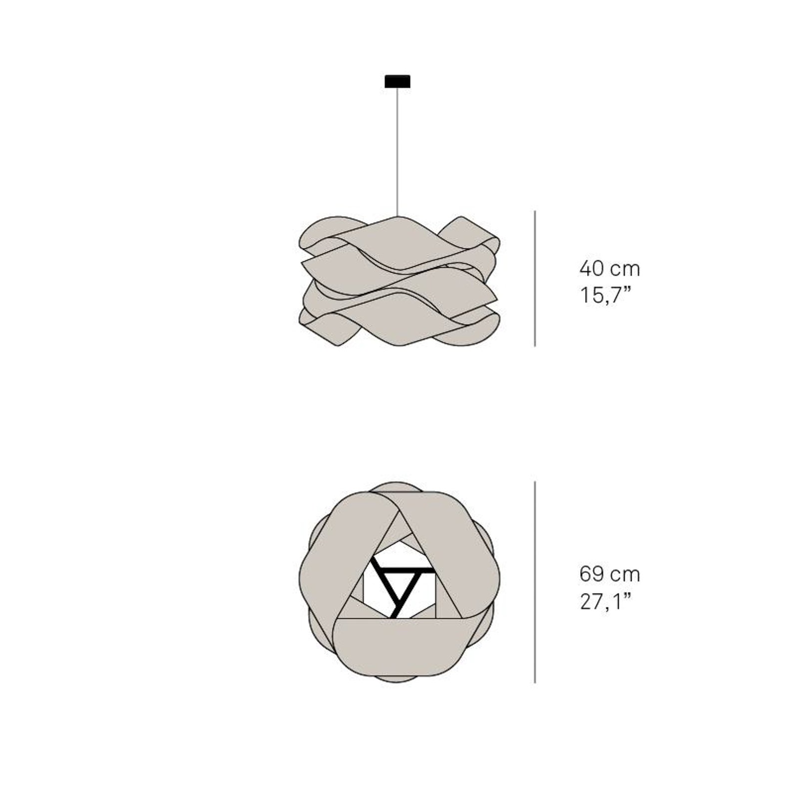 LZF Hängeleuchte Link, Ø 46 cm, elfenbein, Holzfurnier