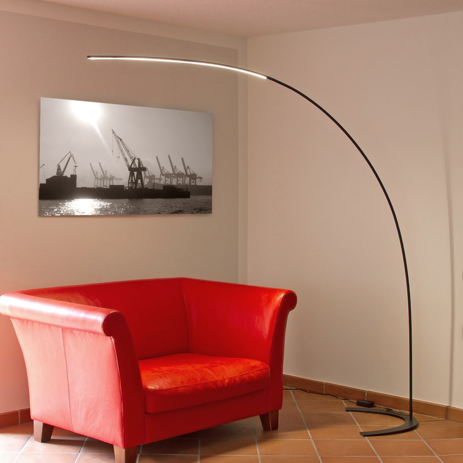 Lampadaire arqué LED Danua noir