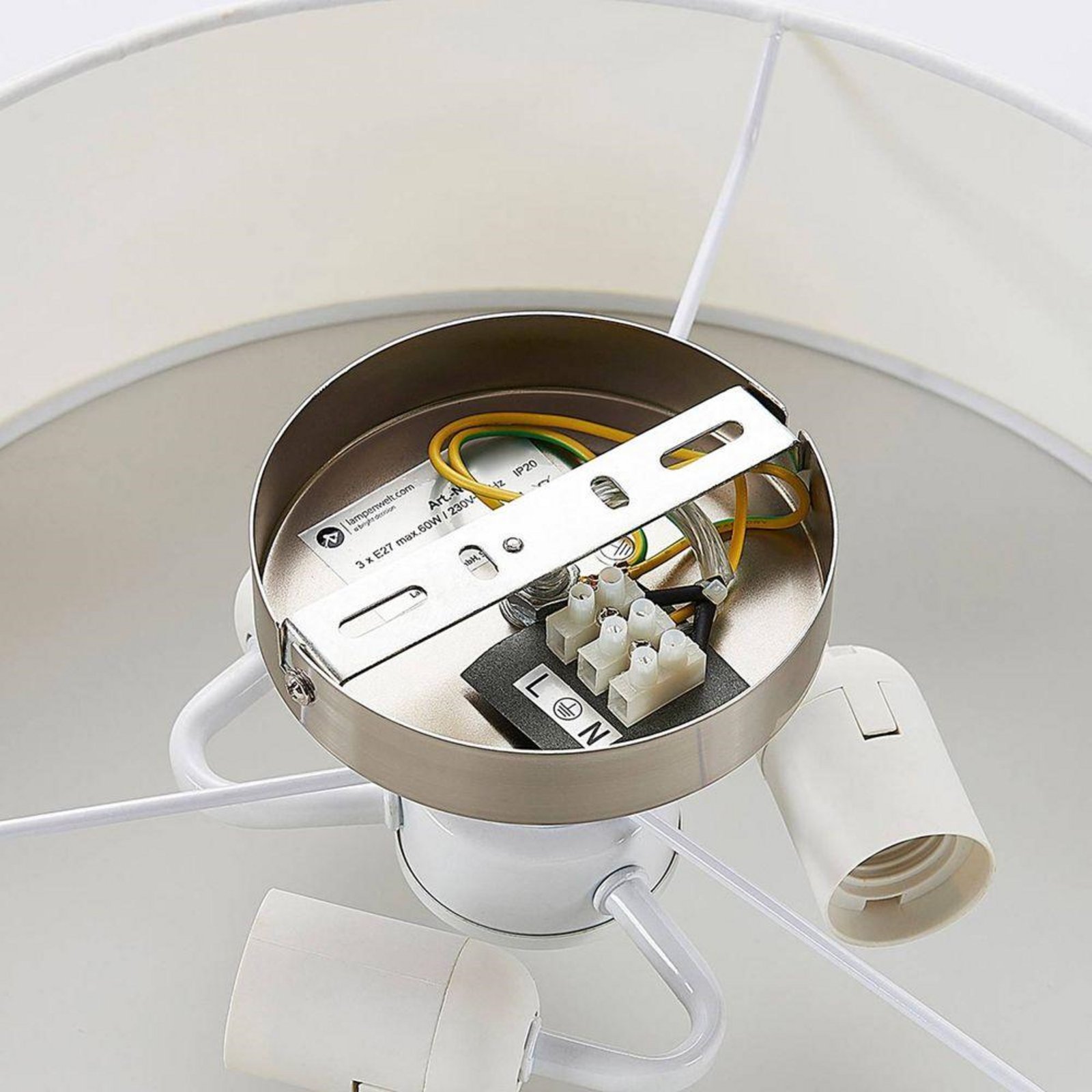 Lindby kattovalaisin Sebatin, Ø 40 cm, valkoinen, kangas, E27