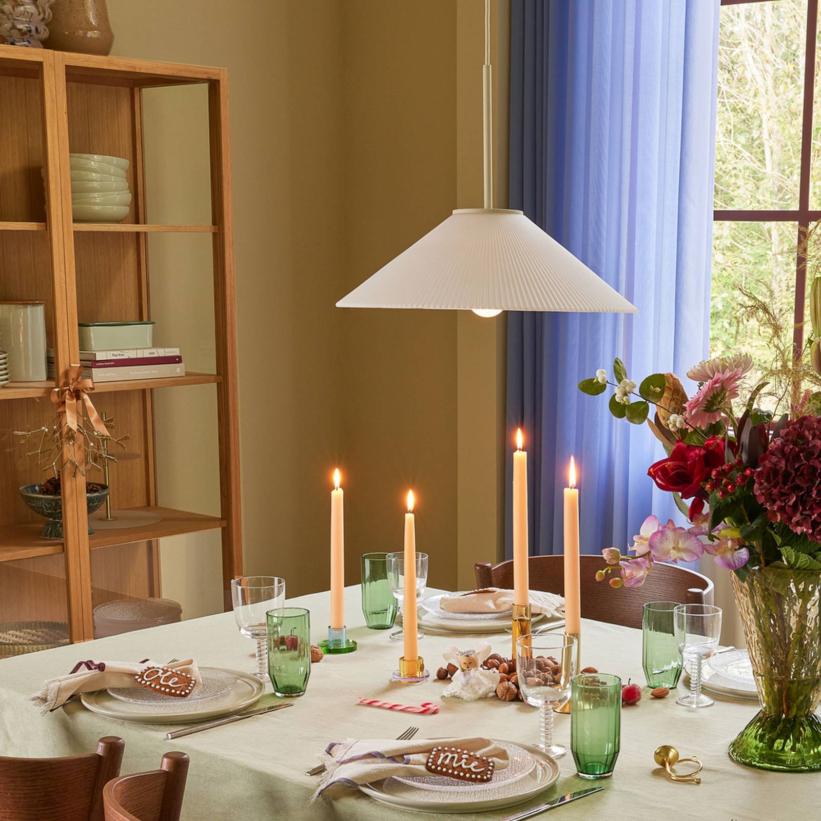 Lampa wisząca Hübsch Solid, biały, piaskowy, szkło, żelazo, E27