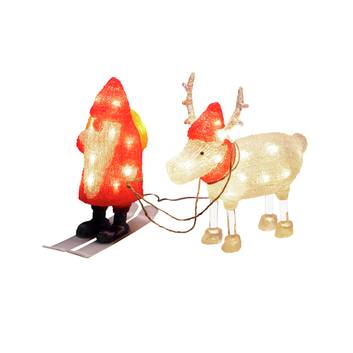 LED-Dekoleuchte Weihnachtsmann und Rentier IP44