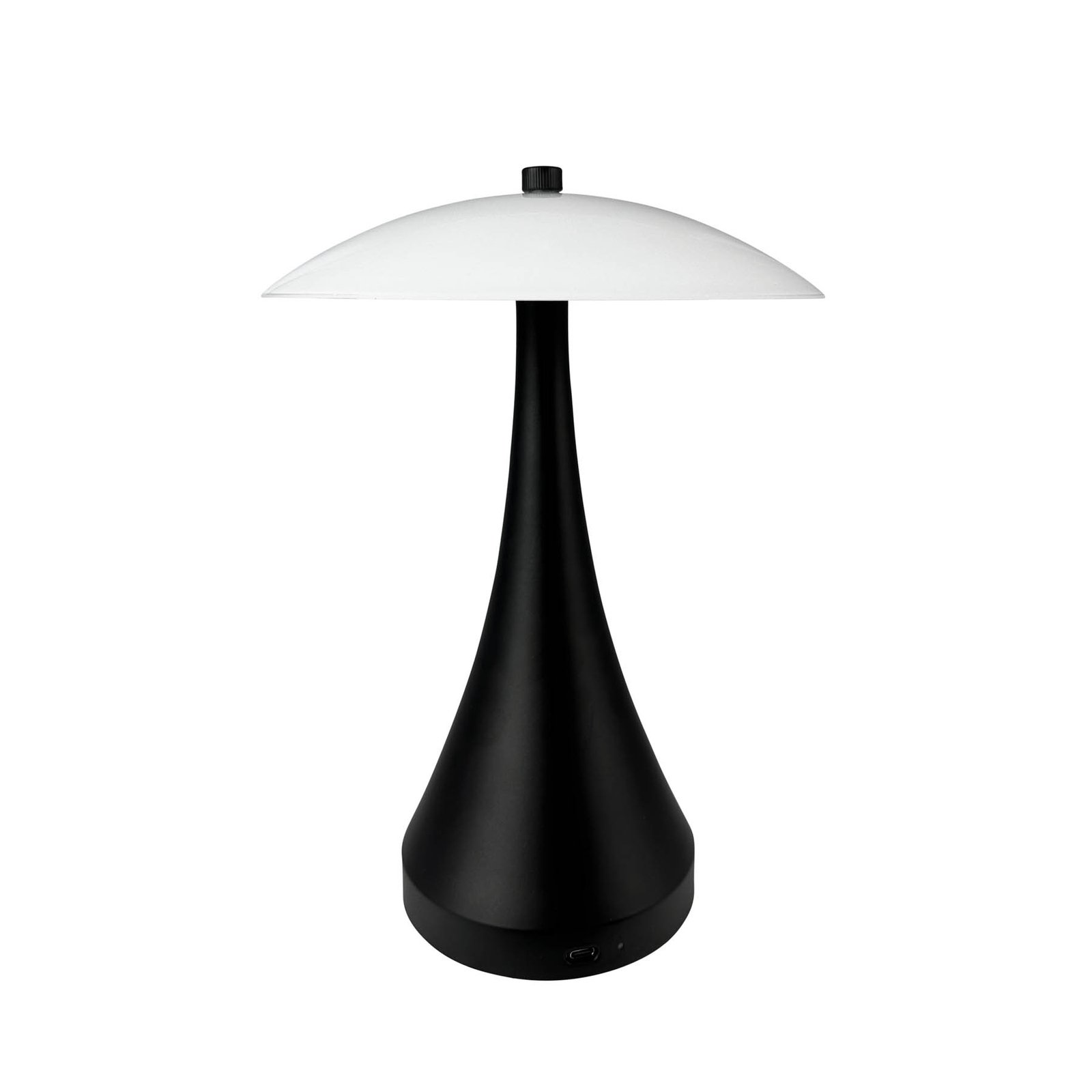 Dyberg Larsen Lámpara de mesa LED recargable Vienna, negro/opal 28 cm