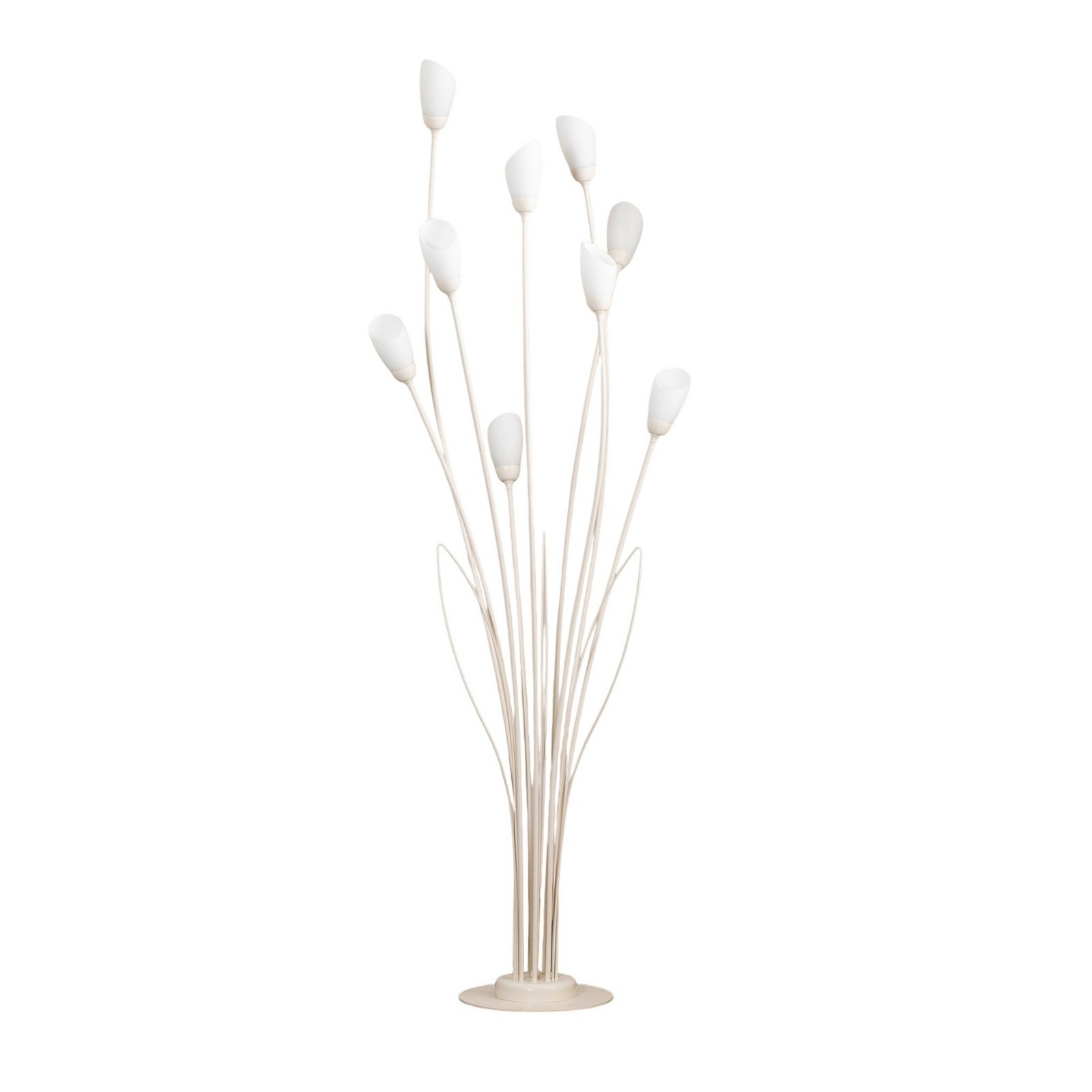 Lámpara de pie Gloriosa, crema, cristal, 9 luces
