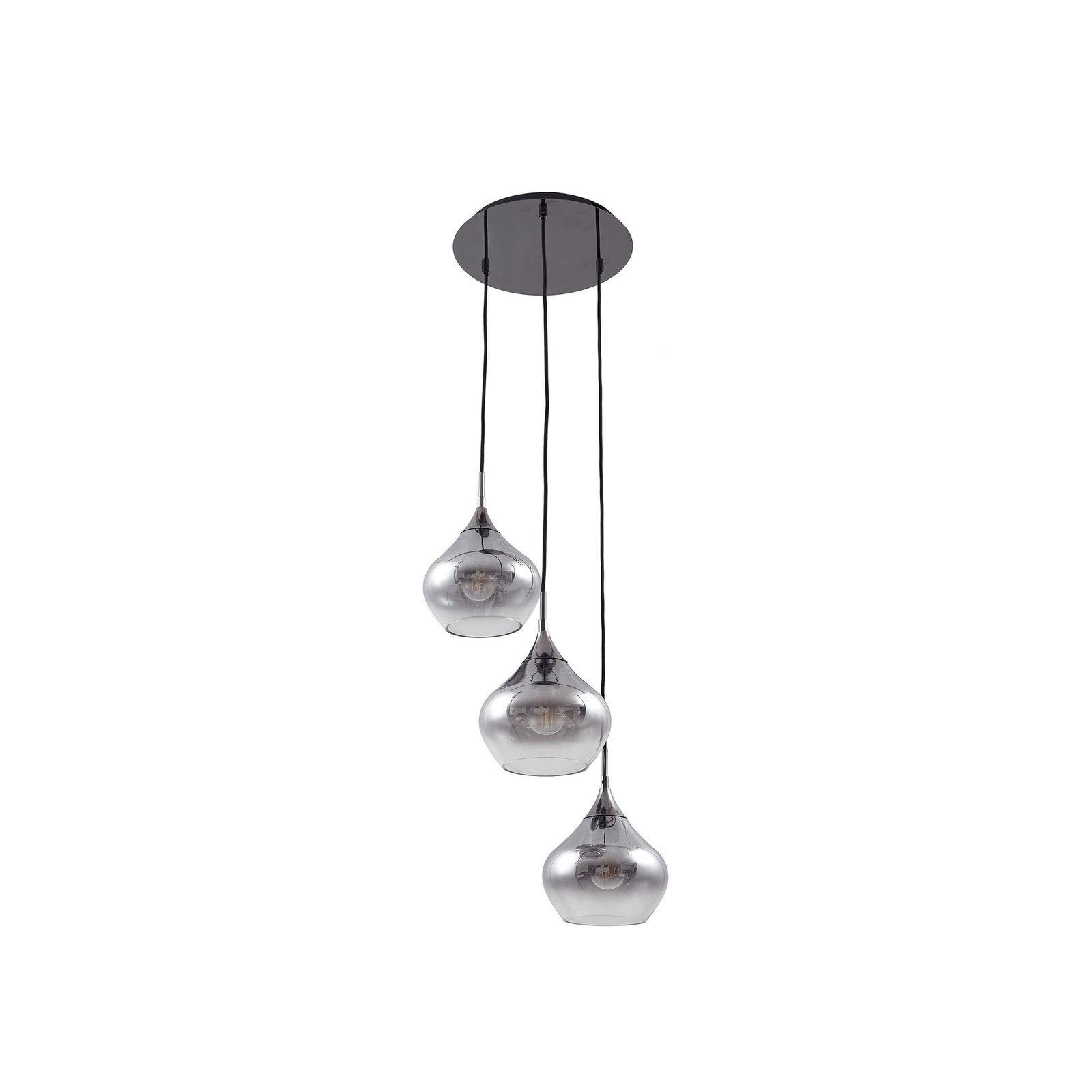 Lucande Suspension Jarven, à 3 lampes, noir, verre