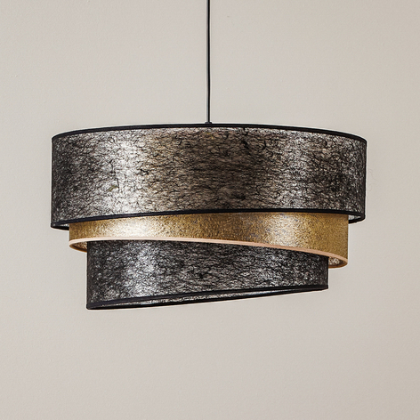 Suspension Trio shine non-tissé noire/or 1 lampe