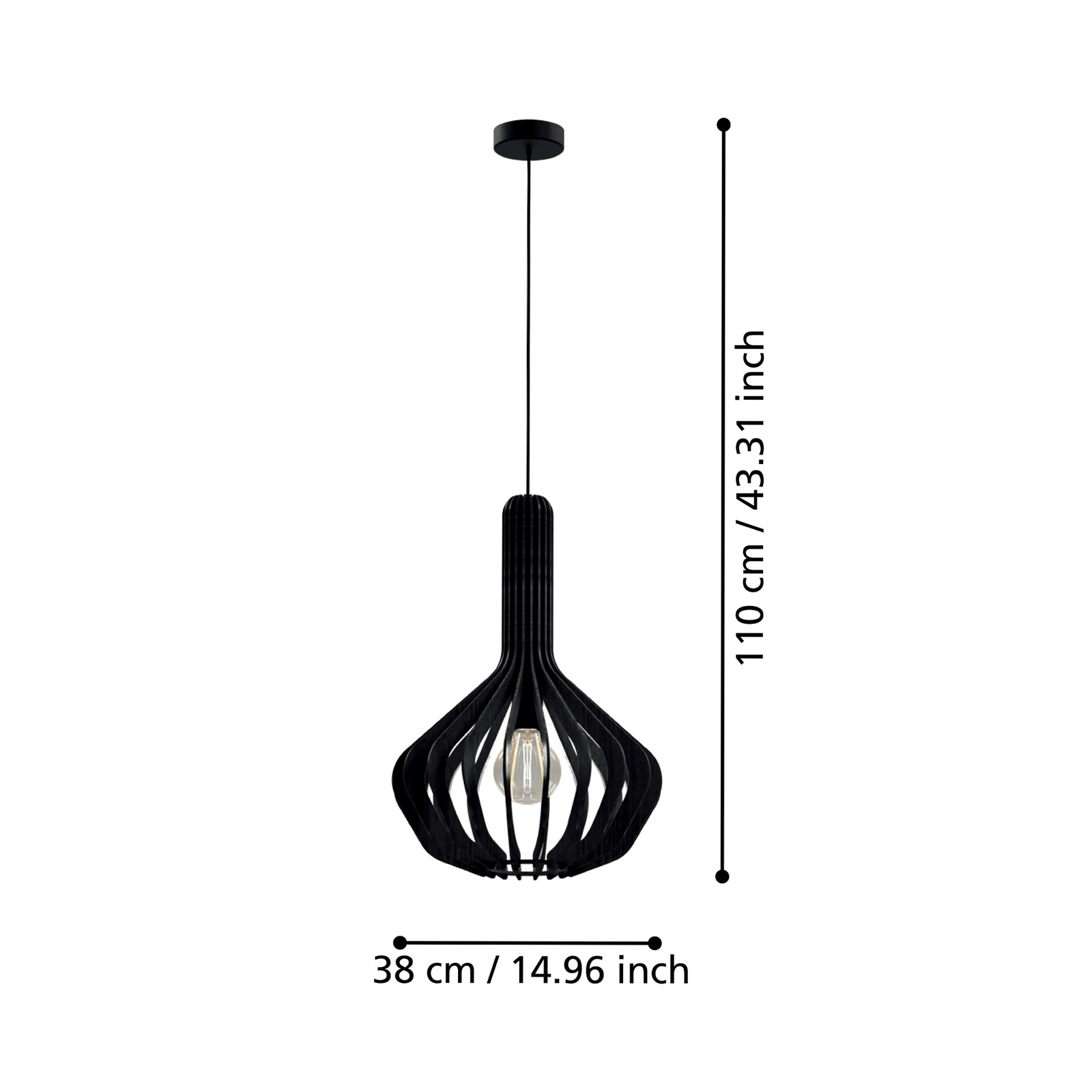 Lampa wisząca Velasco w kolorze czarnym, Ø 38 cm