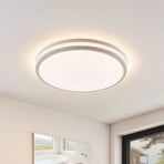 Arnim LED ceiling lamp, white, plastic, Ø 49cm, IP44