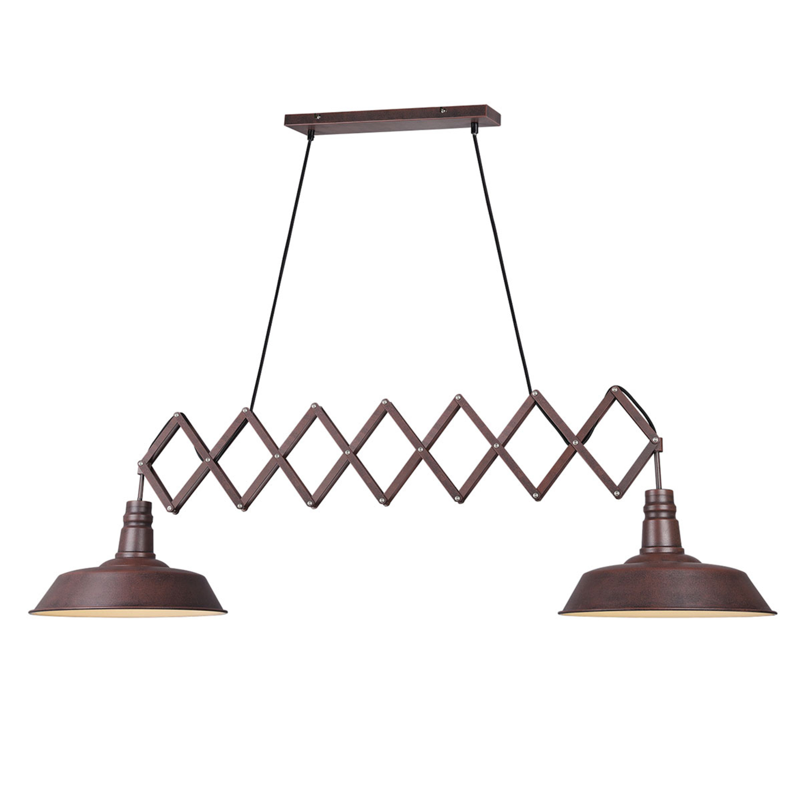 Hanglamp Detroit met twee lampjes in roestoptiek Hanglamp Detroit met twee lampjes in roestoptiek
