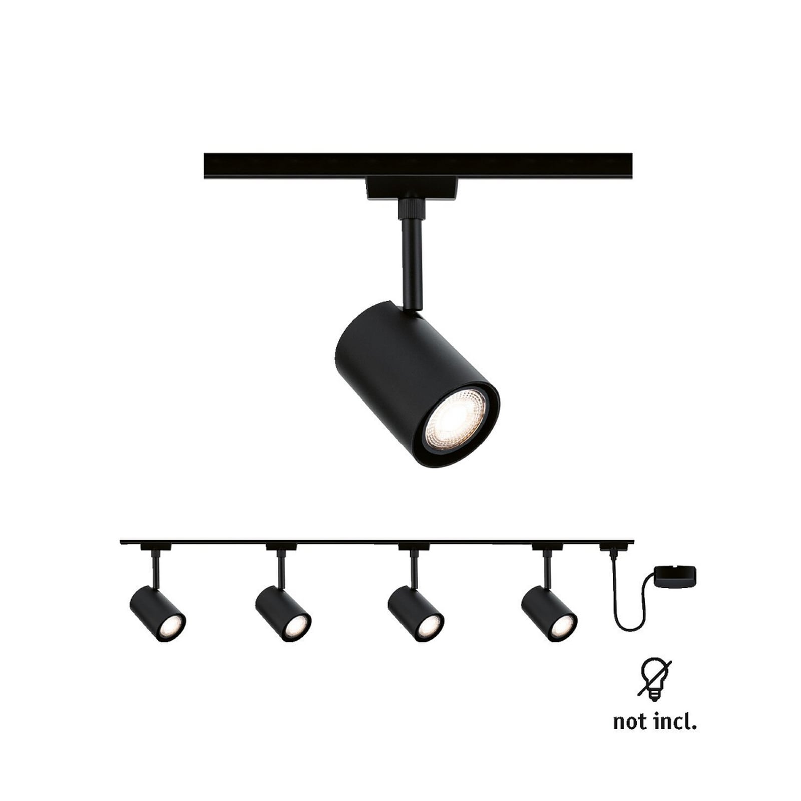Kit de inicio Paulmann Luxe, negro, alimentación por cable, GU10