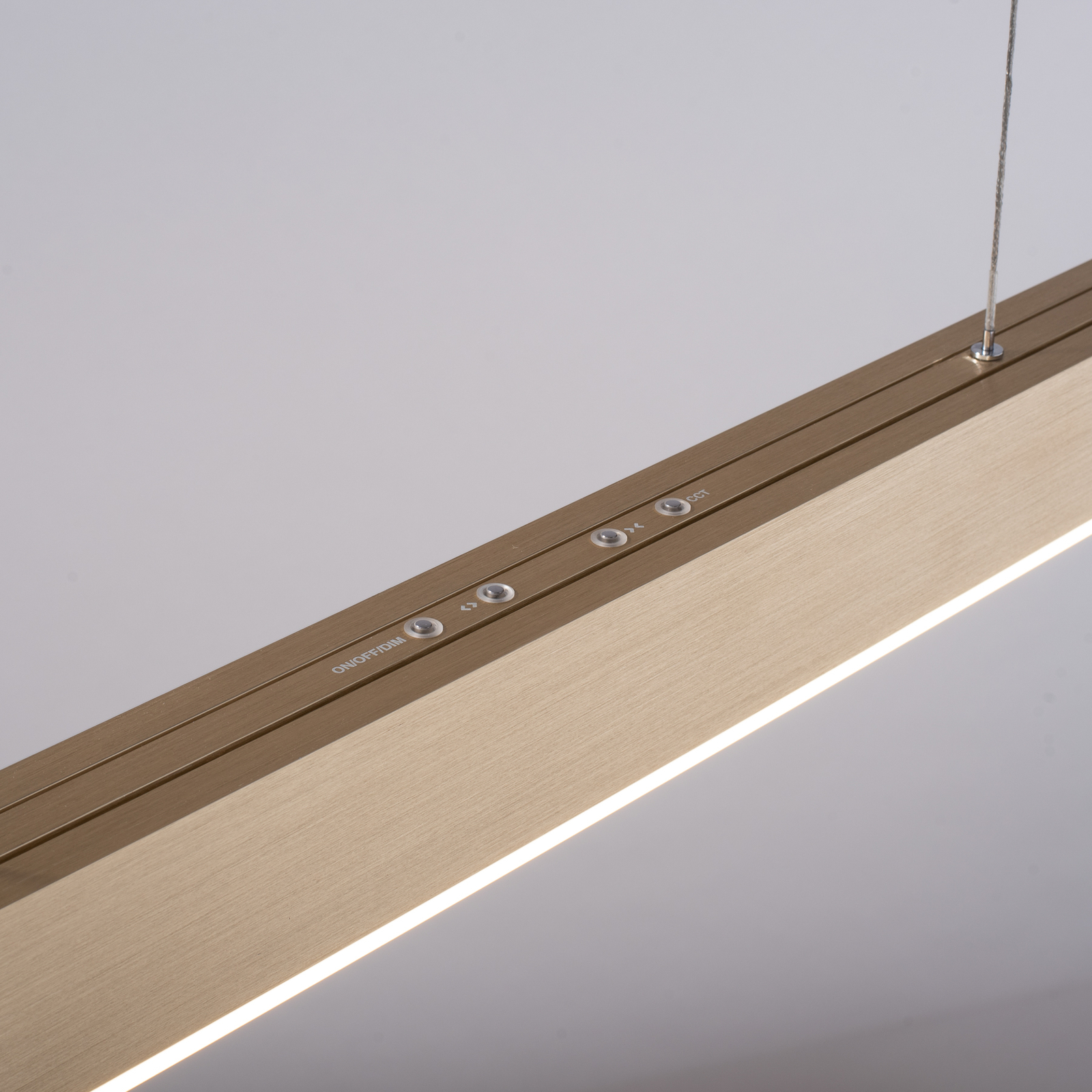 PURE Moto LED hanging light with a dimmer, brass