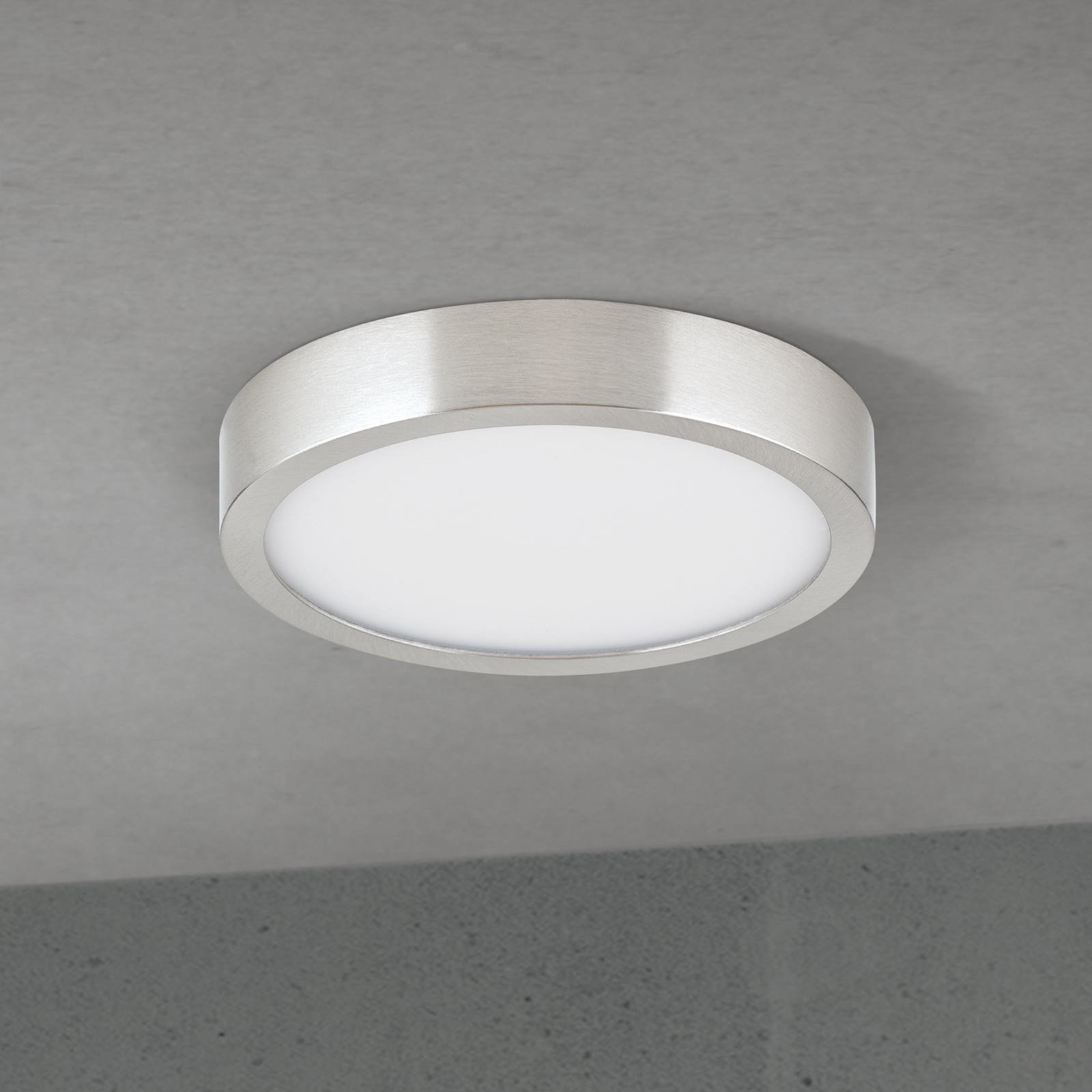 LED ceiling lamp Disc, satin nickel finish, Ø 14 cm, CCT