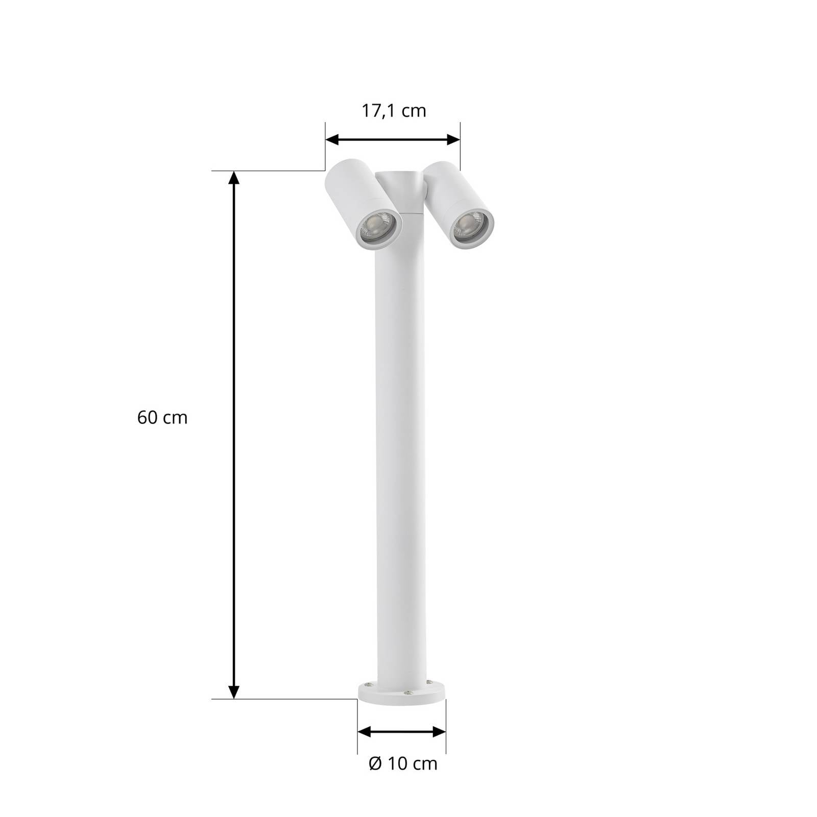 Słupek oświetleniowy PRIOS Tulimar, 2-punktowy, 60 cm, biały, IP65