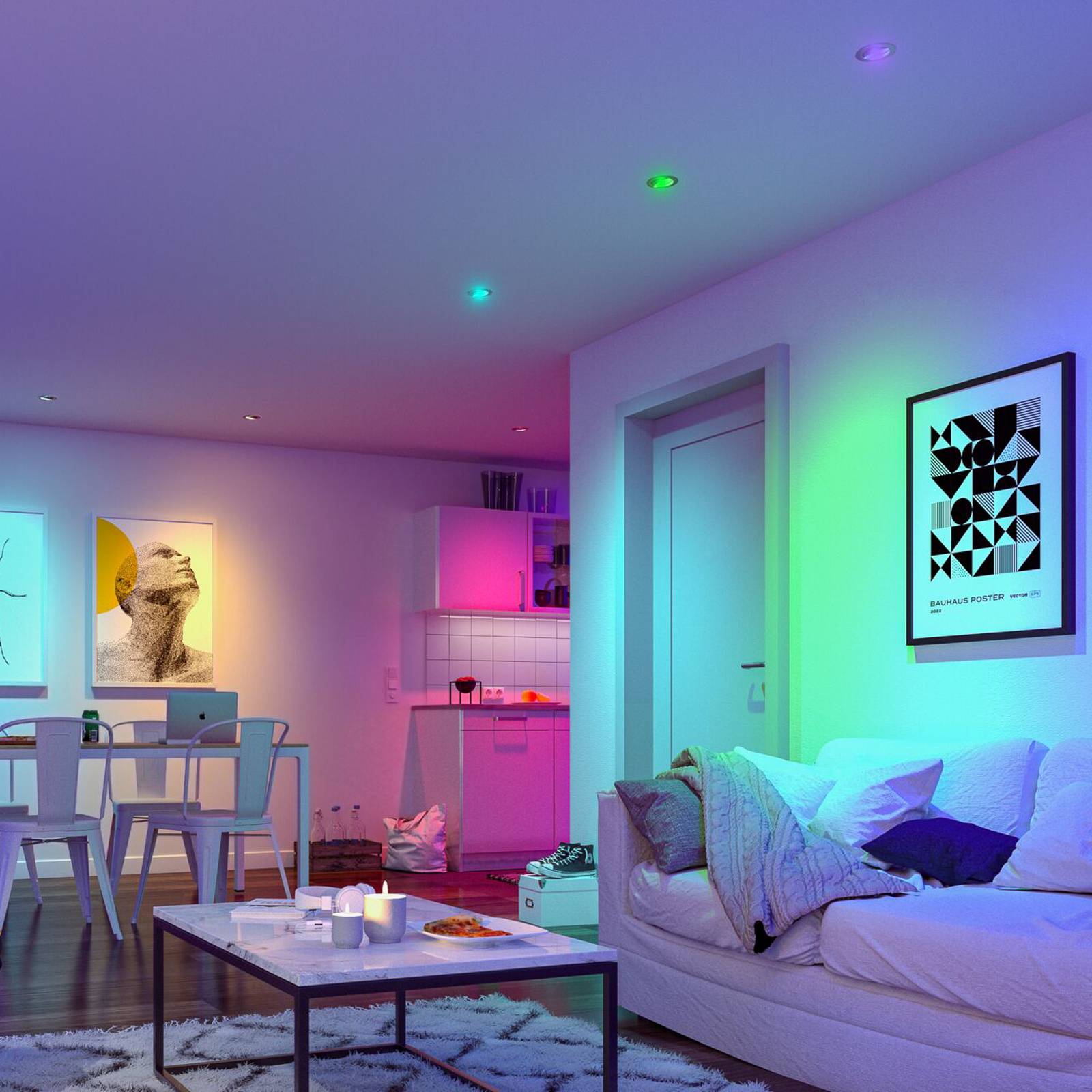 Paulmann Smart LED-Einbaulampe Base Coin eisen Ø9cm RGBW 3er günstig online kaufen