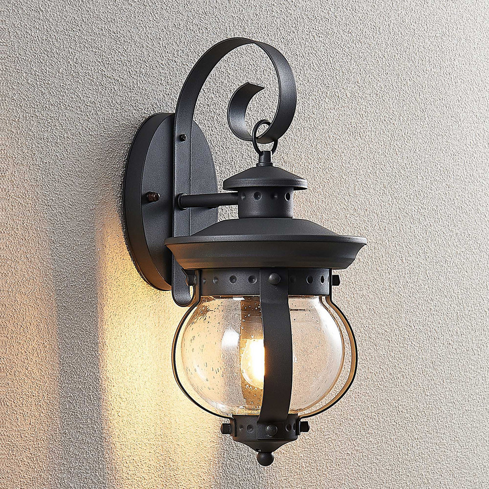 Lindby Farley utomhusvägglampa, svart från Lindby