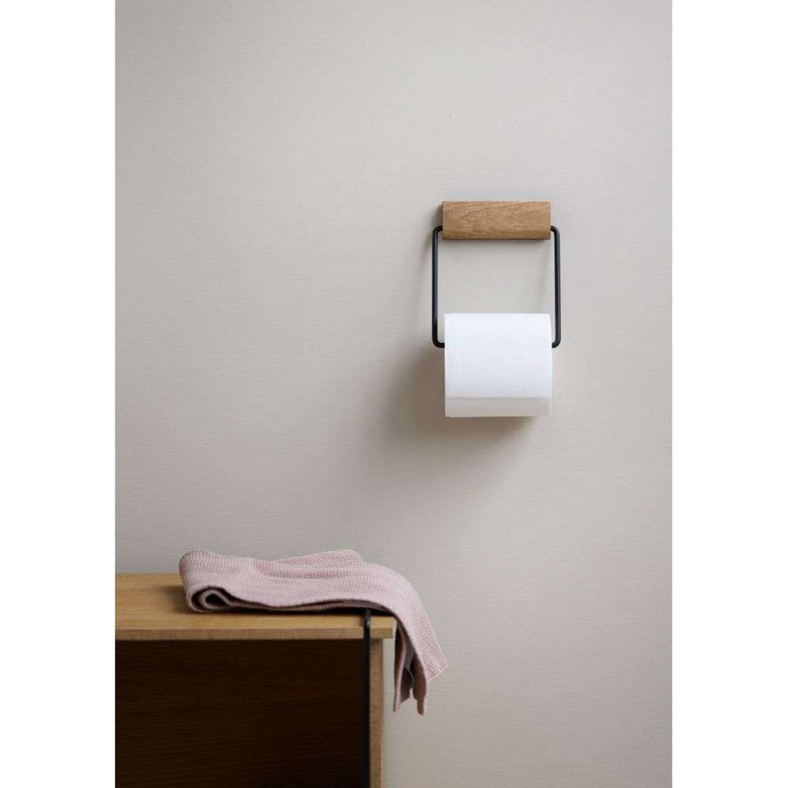 Toilet Roll Holder Oak/Black - Moebe