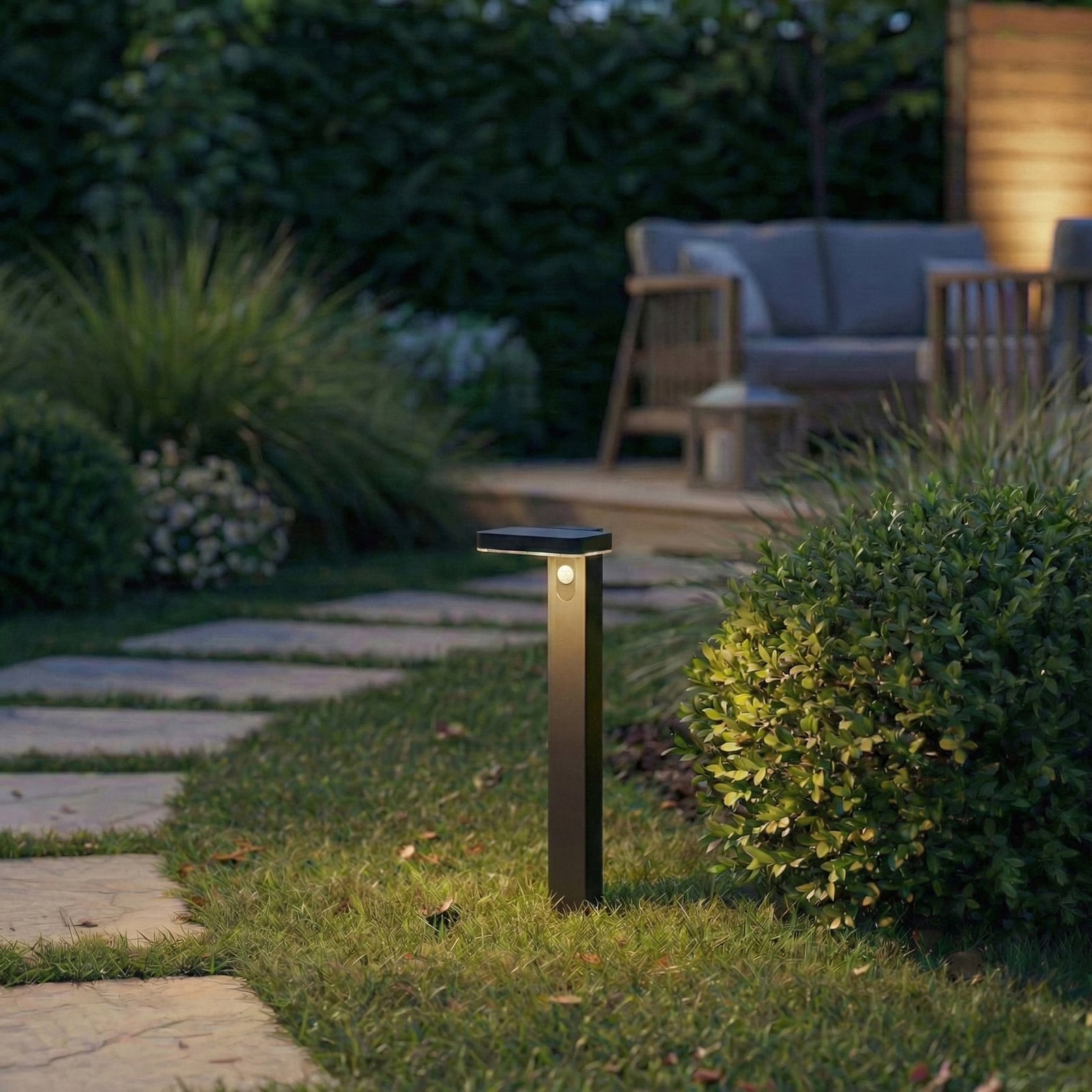 Tarlson LED-Solarwegelampe, eckig, anthrazit, Sensor - Prios