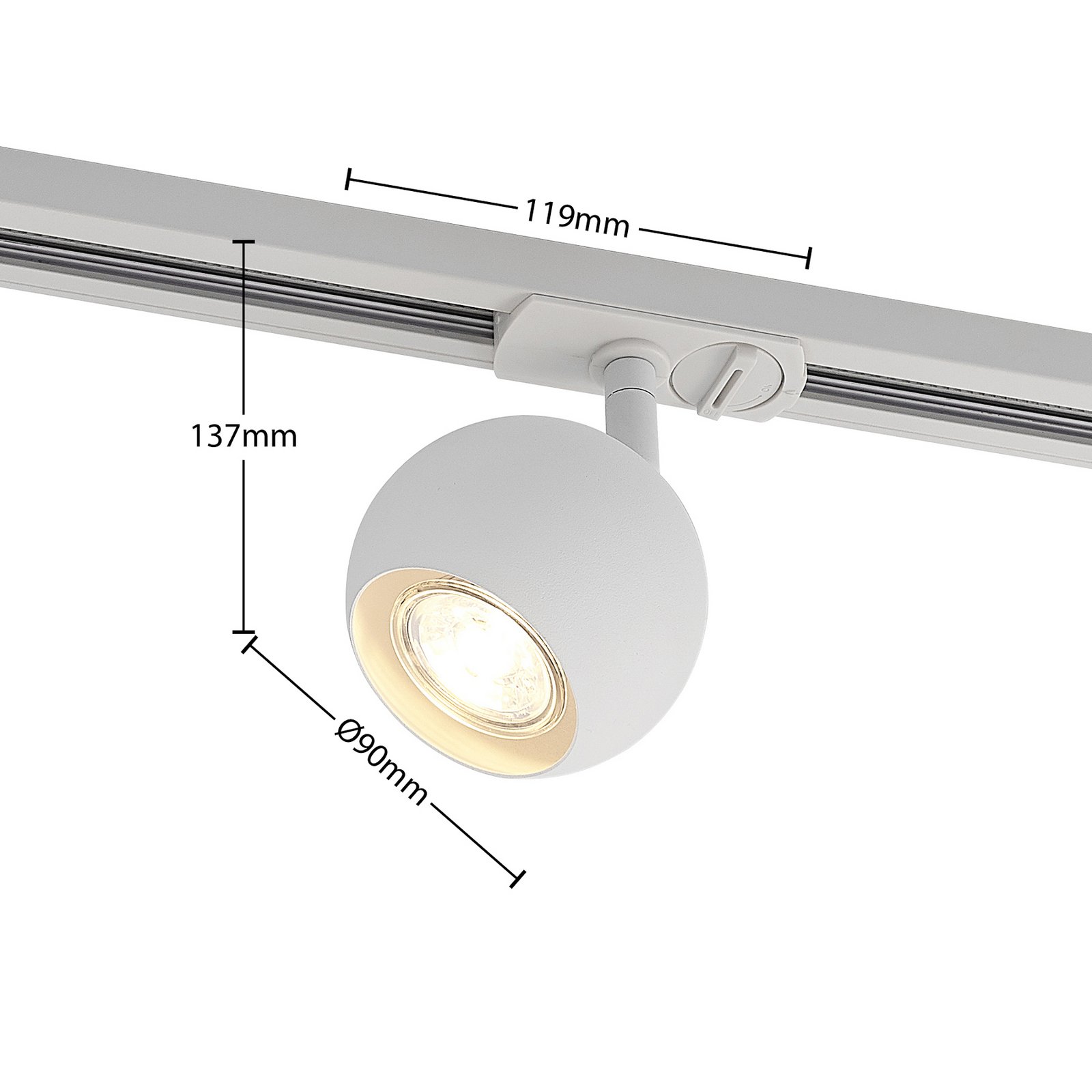 System szynowy Lindby Linaro, GU10, 4-punktowa, biały, Ø 9 cm