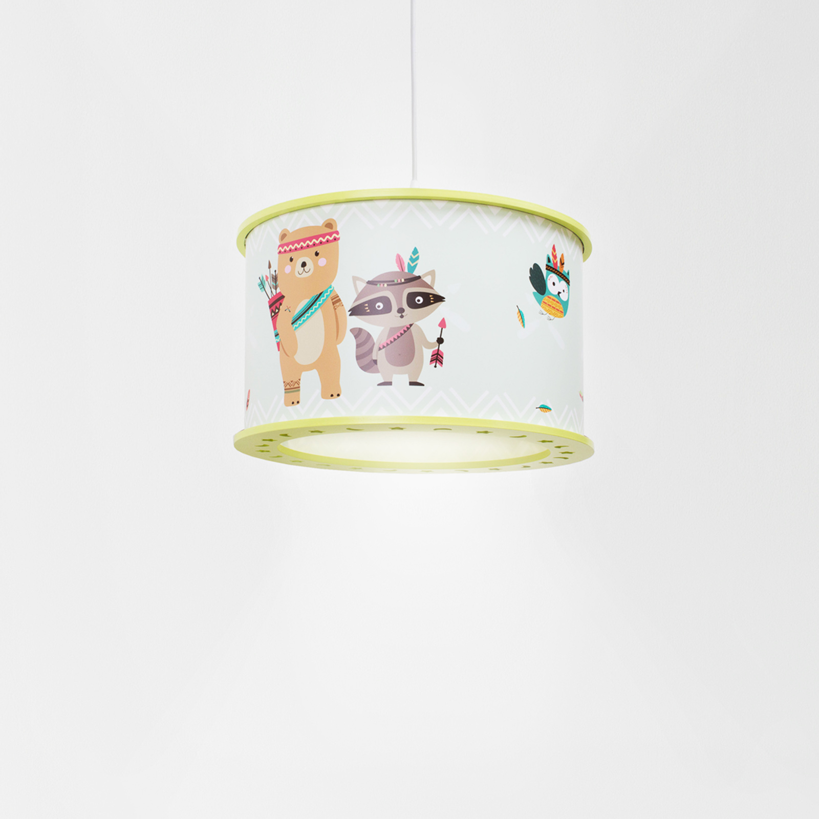 Elobra Little Indians 25/40 pendant lamp, mint, animals, for Children's Room, wood, plastic, E27, 40 W, energy efficiency: A++, H: 25 cm