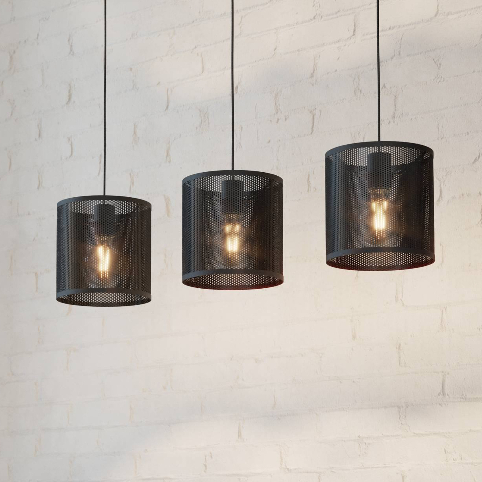 Manby hængelampe, længde 90 cm, sort, 3 lyskilder, stål