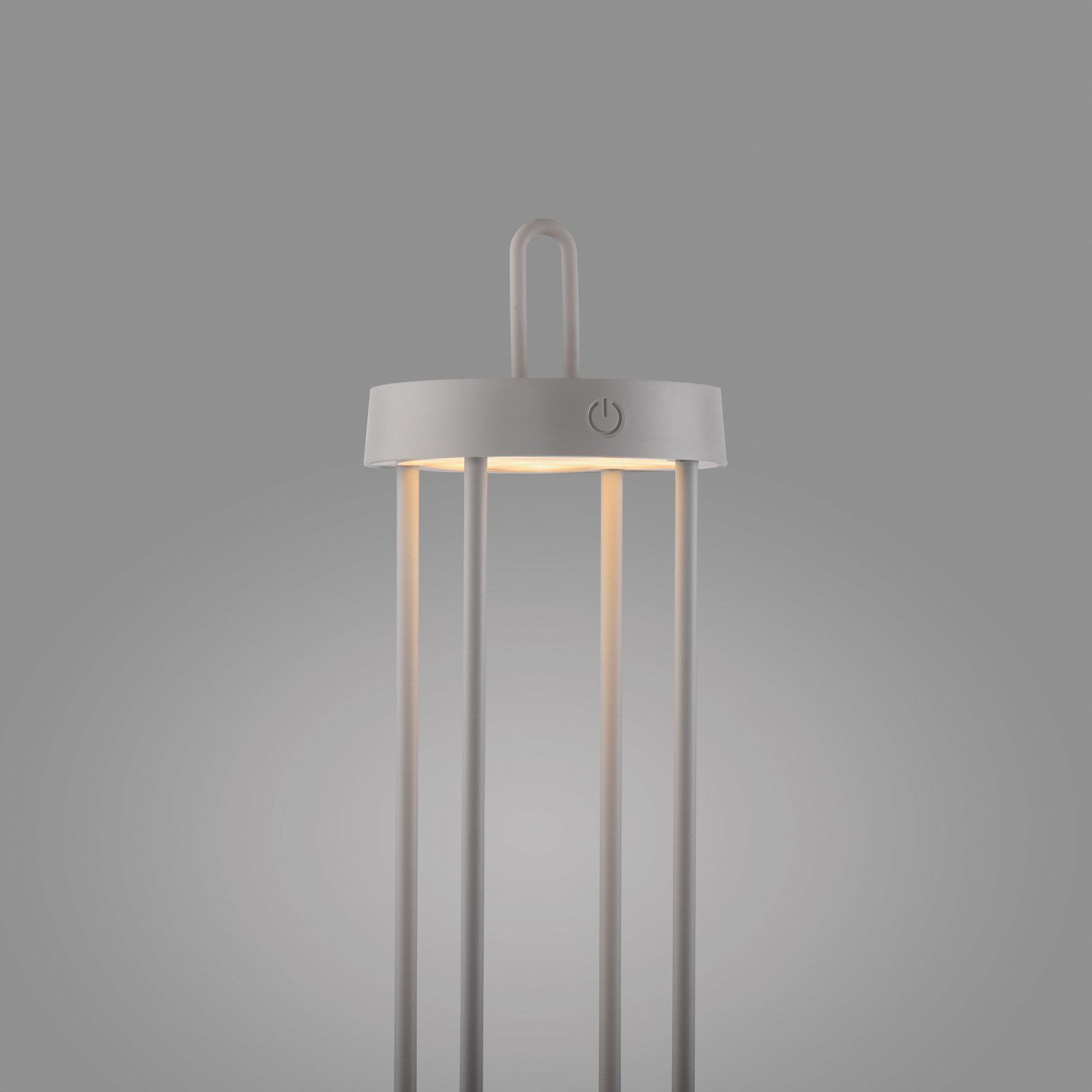 JUST LIGHT. LED-Akku-Tischlampe Anselm grau-beige 50cm Eisen